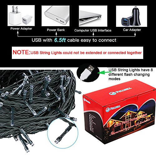 Fullbell Christmas Lights, Indoor String Lights With 8 Flash Changing Modes, Usb Power 72Ft 200Led Wire Lights, Waterproof Rope Lights, Fairy Twinkle Decorative Lights For Patio/Garden/Home, White #TOP6