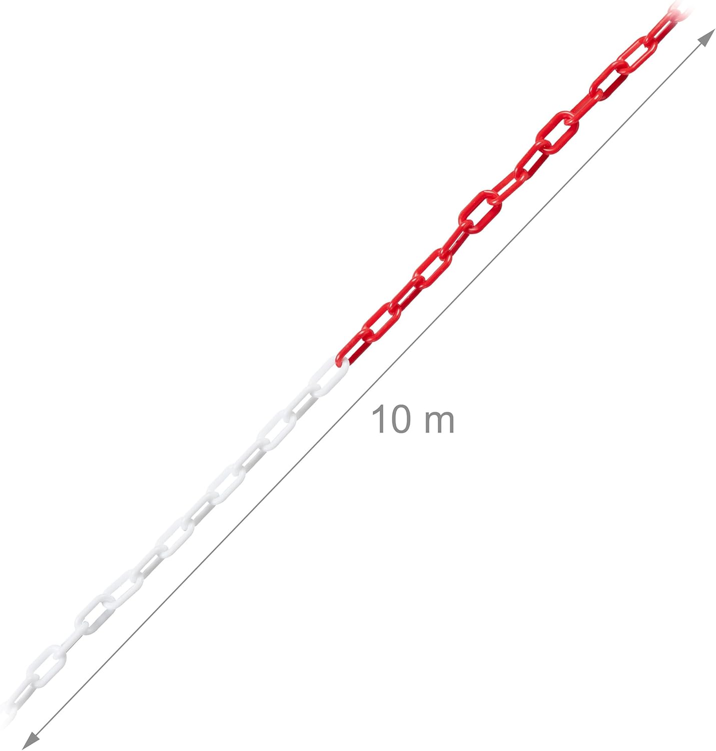 Relaxdays 10m Plastic Barrier Chain for Construction Site Parking Queues Plastic Chain Red/White