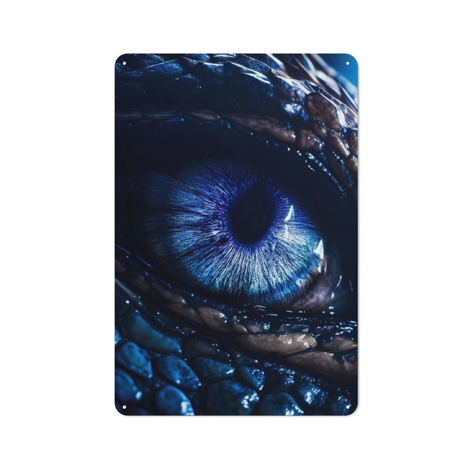 Junmoney Blue Dragon Eye Retro Metal Plaque 30X20cm For Bar Or Restaurant, Suited To Restaurant Interior Fans