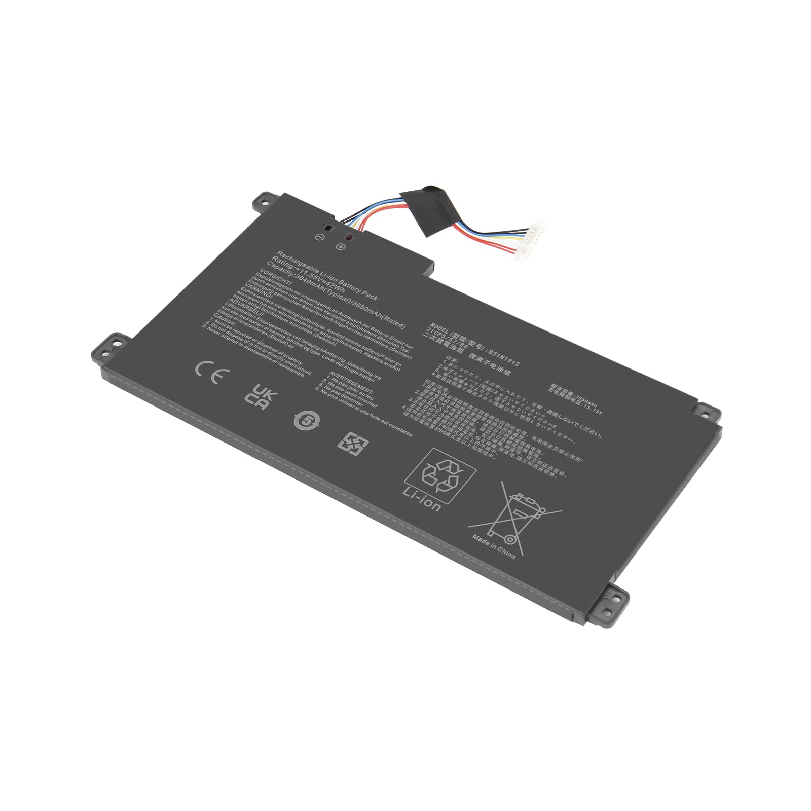 Exmate C31N1912 B31N1912 bateria do Asus VivoBook Go 14 15 E410 E510 L410 L510 E410MA E510KA E510MA L410M L510MA F414MA R522M E410KA-EB1-E 85WS E410KA-EB241WS (11.55V / 42Wh)