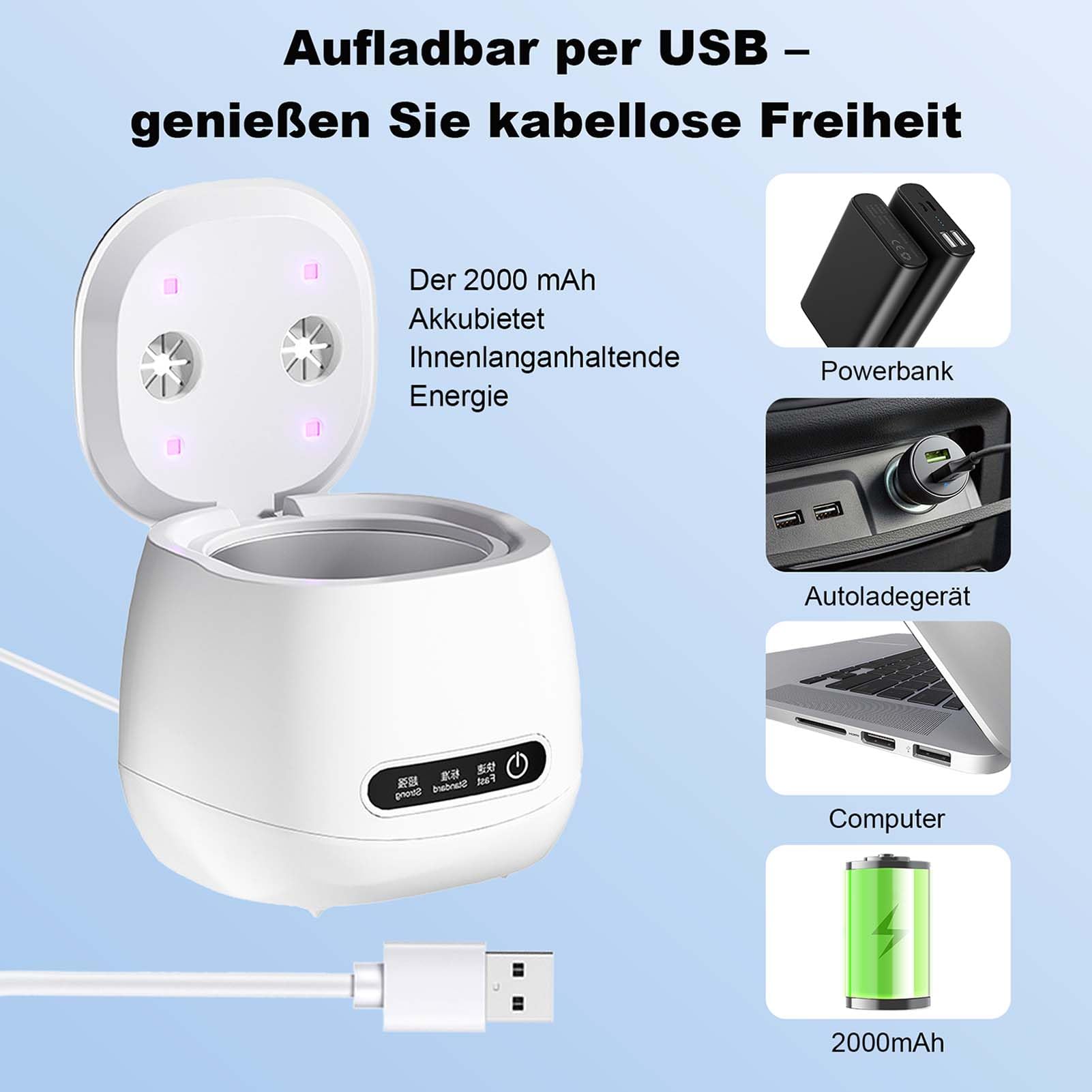 Appareil de nettoyage à ultrasons 48 000 Hz, nettoyeur à ultrasons avec lampe UV, bain à ultrasons, nettoyeur de gouttières, rainure intérieure en acier inoxydable pour prothèses dentaires, rétentions