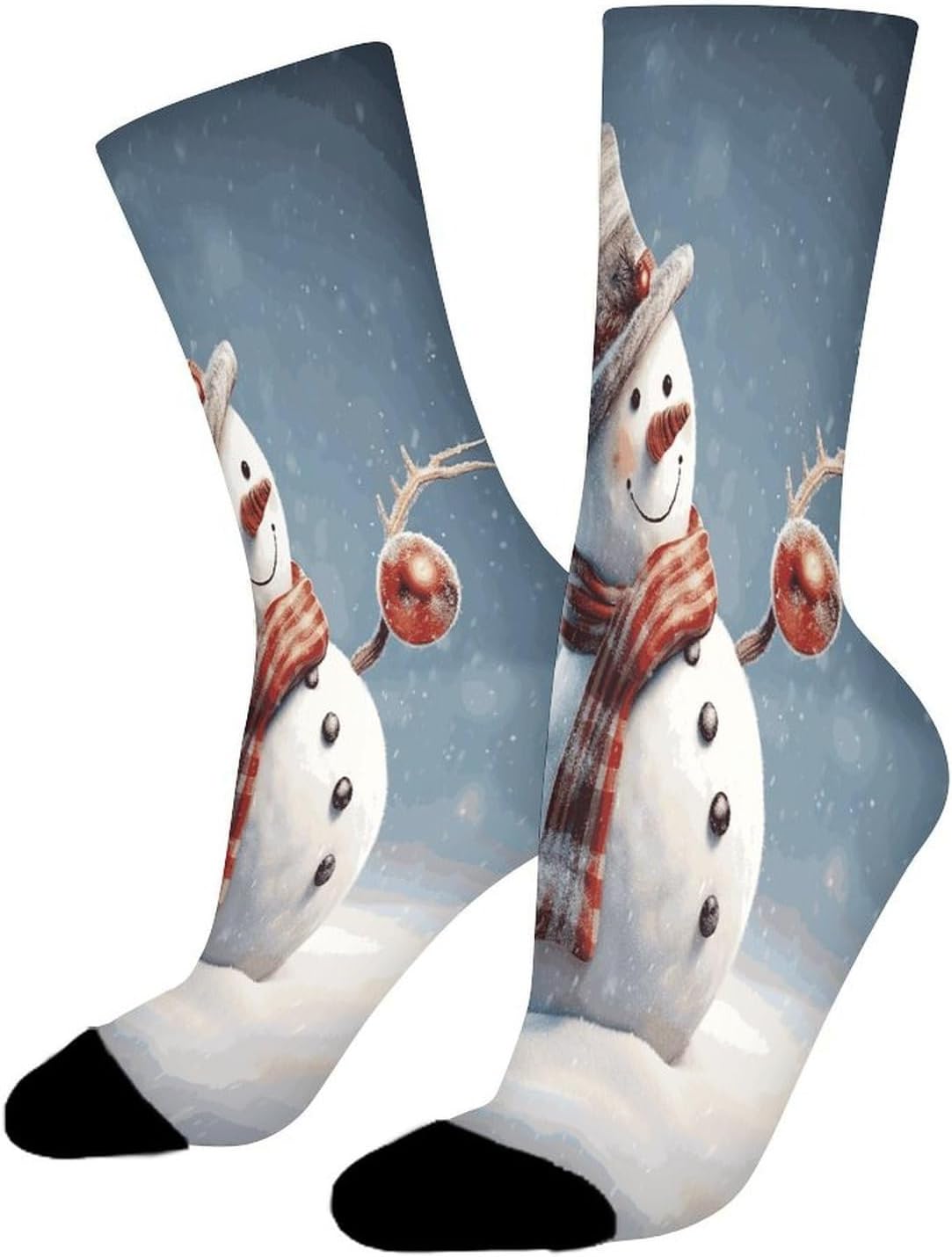 Funny Christmas Snowman Crew Sock High Stocking Grippy Socks | Socks for Men & Women,Stockings-Long Thin Tube Sports, Breathable Soft Athletic for Nurses,Travel