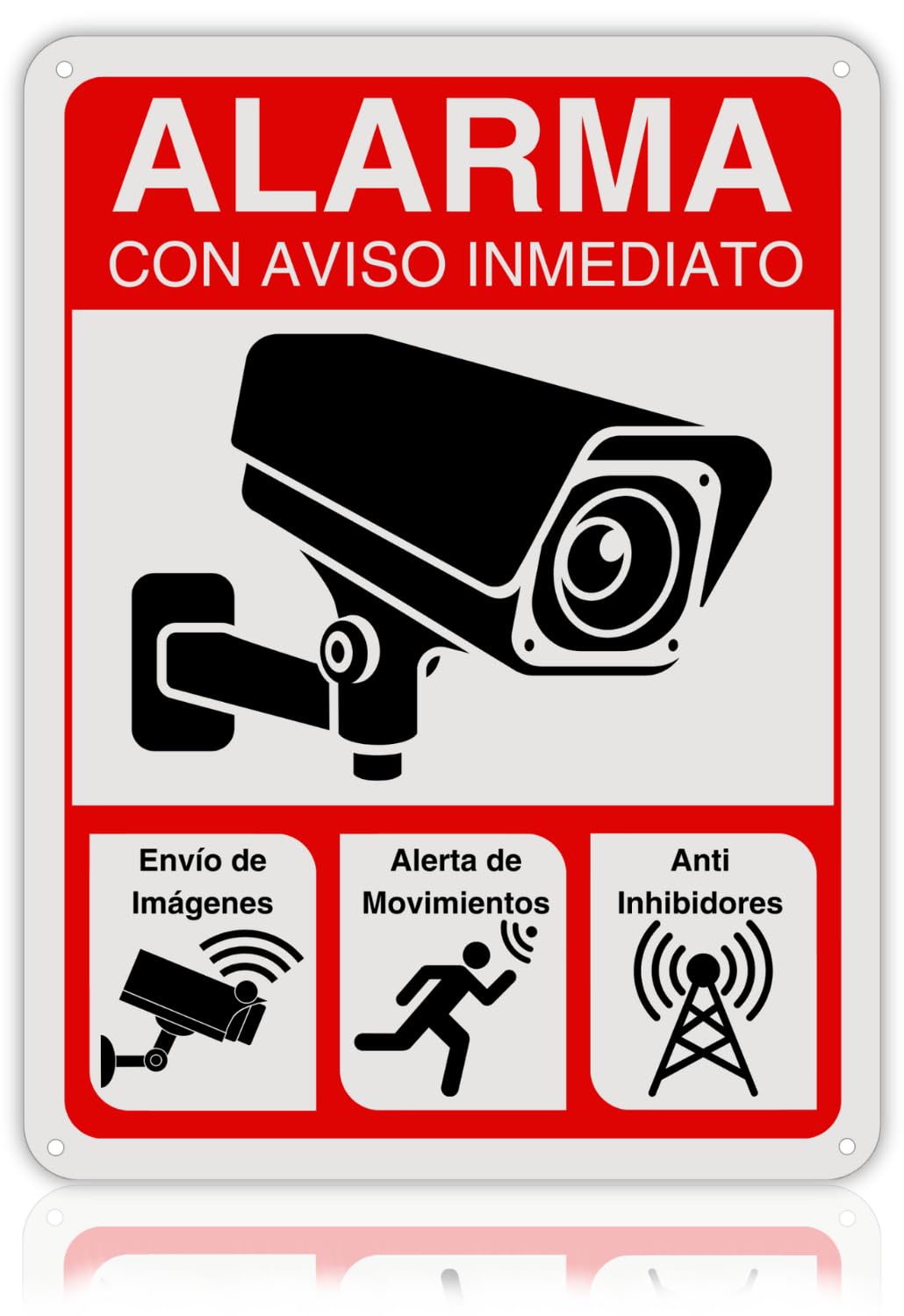 Cartel Zona Videovigilada - 21x28 cm - Aluminio - Reflectante - Grosor 0,8 mm - Cartel Videovigilancia - Impresión UV - Resistente Exterior - Señal Alarma Disuasorio - Señal Cámara Vigilancia