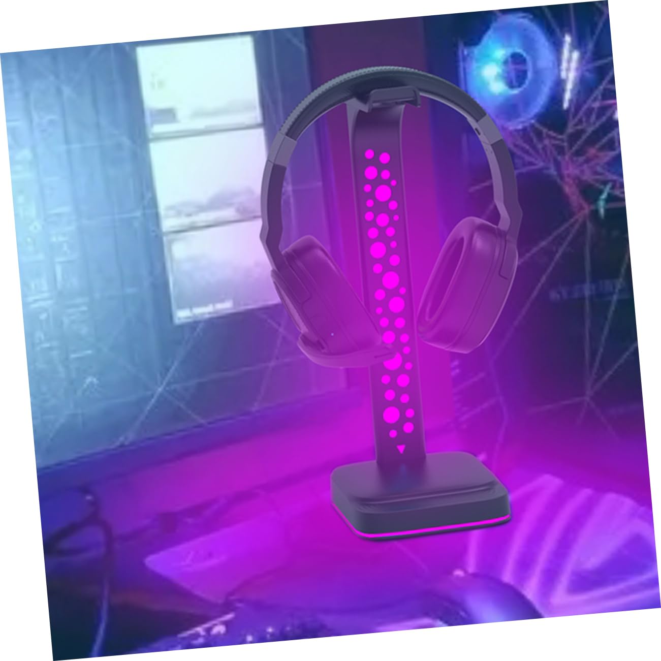 NUOBESTY Soporte para Auriculares RGB Base Antideslizante de Abs, Diseño Multipropósito y Doble USB para Escritorio Gaming PC