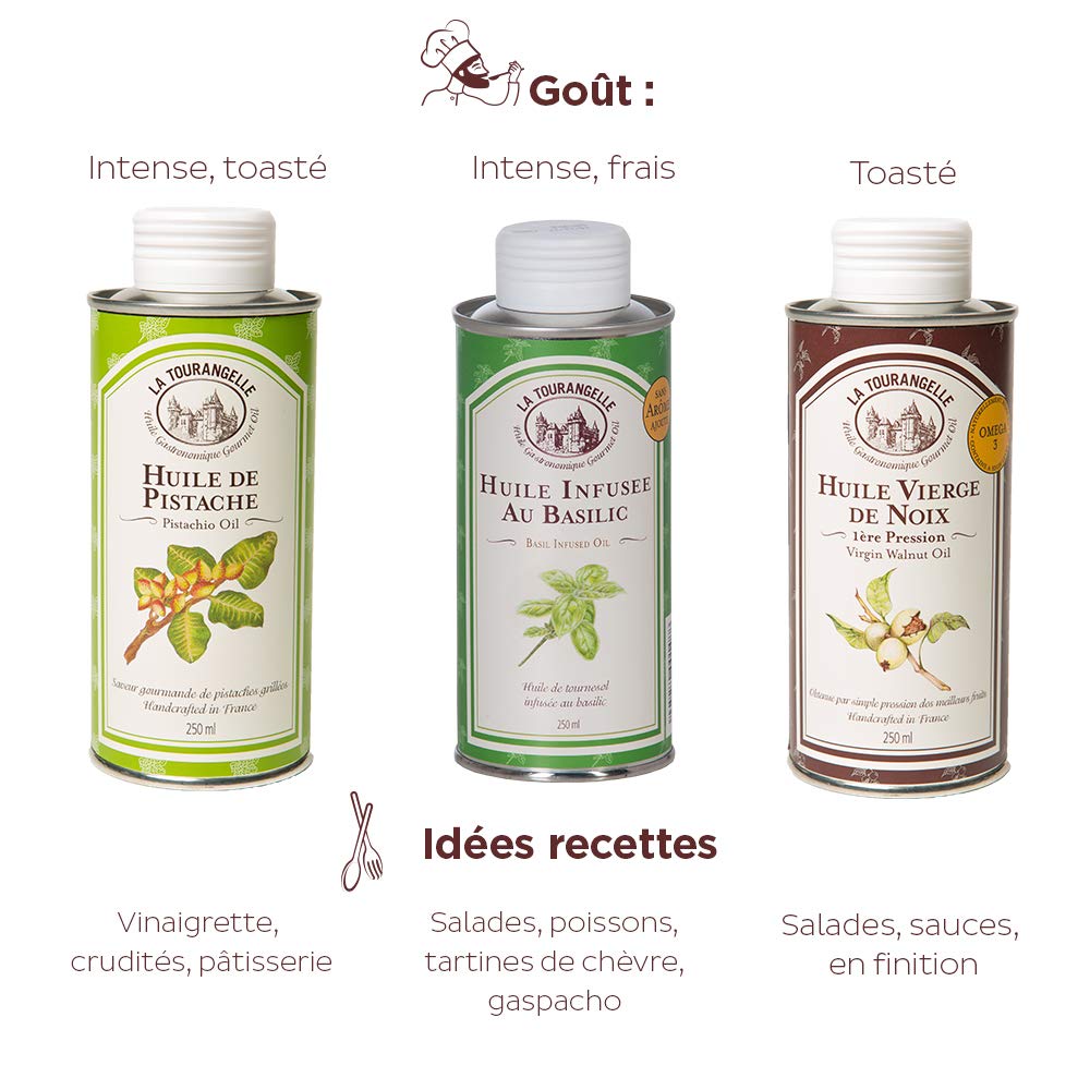 La Tourangelle Walnussöl / Basilikumöl / Pistazienöl Trio Packung, 750 ml