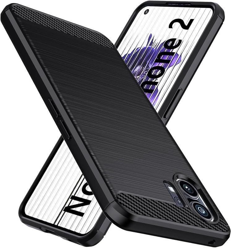 Image of NPRC Hybrid Ultra Slim Protective Case TPU Non-Slip Carbon Fiber Texture Shockproof Case Cover for Nothing Phone 2 - Black