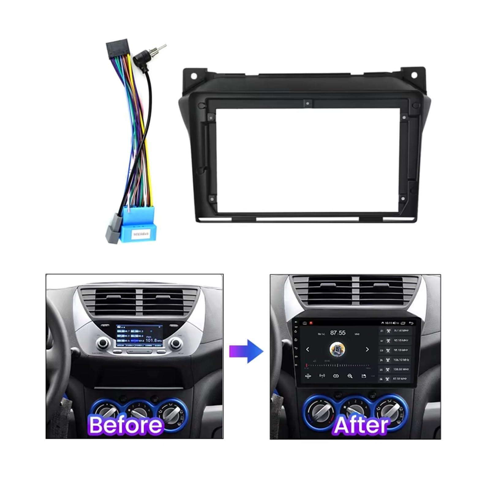 Marco plástico Radio Marco Reproductor DVD Coche Adaptador Fascia Decodificador Caja Canbus Android Radio Panel Ajuste 2 DIN para Suzuki para Alto 09-16