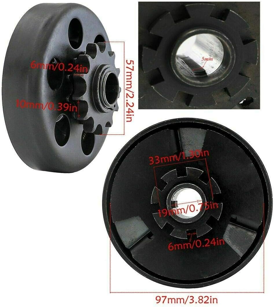 Go Kart Clutch 3/4" Bore 13 Tooth Inner Hole 19.05mm Compatible with Go-Kart Mini-Bike Engine #428 Chain 6.5 HP 210CC 215CC