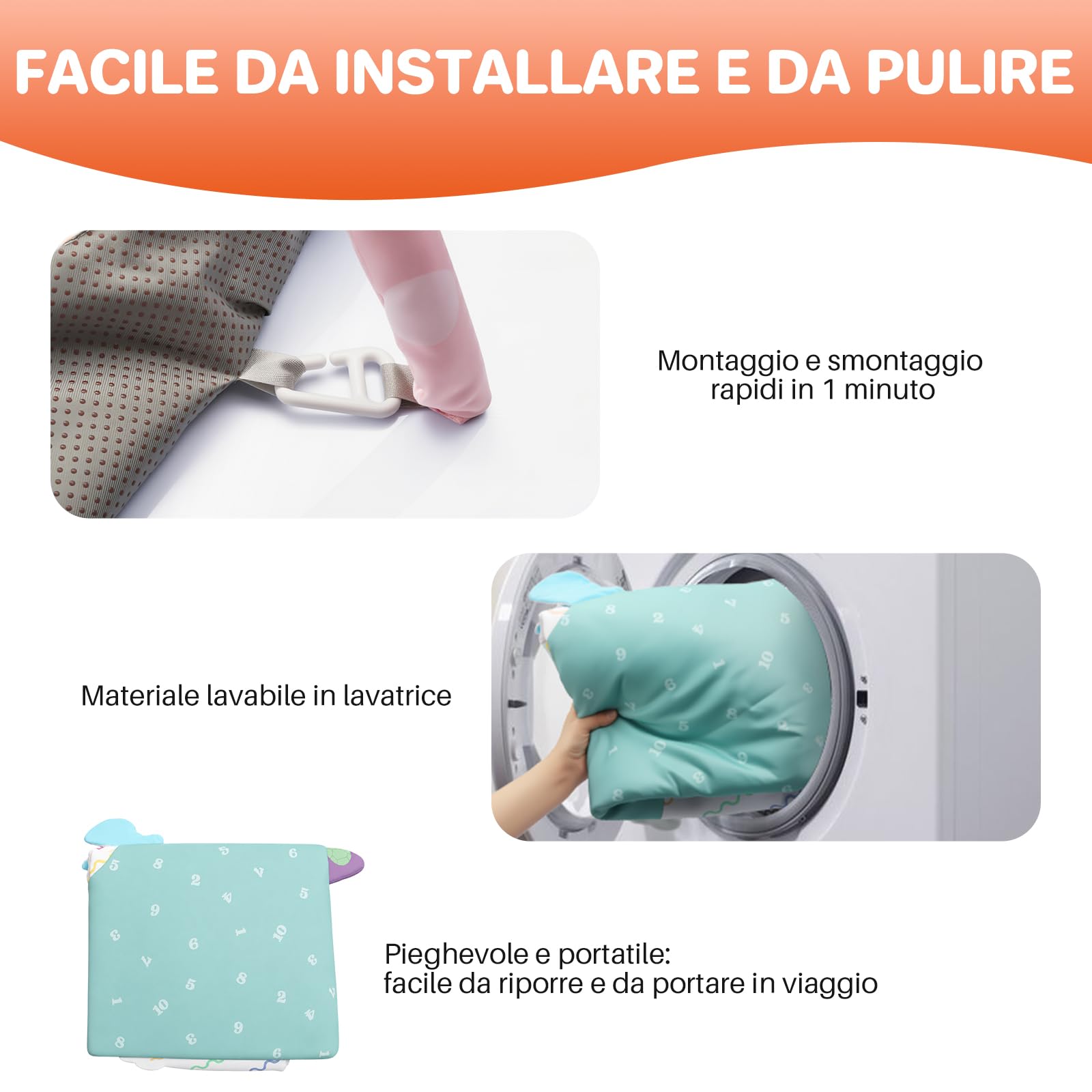 FUNYKICH Palestrina Neonato 0-18 Mesi con Tappeto Gioco Lavabile,5 Giochi Sensoriali Rimovibili, Base Antiscivolo,Centro Attività Bambino Pieghevole Regalo Neonato 95x95x52cm