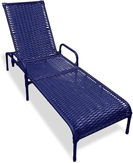 Espreguiçadeira Catar Azul com Regulagem p/Jardim e Piscina