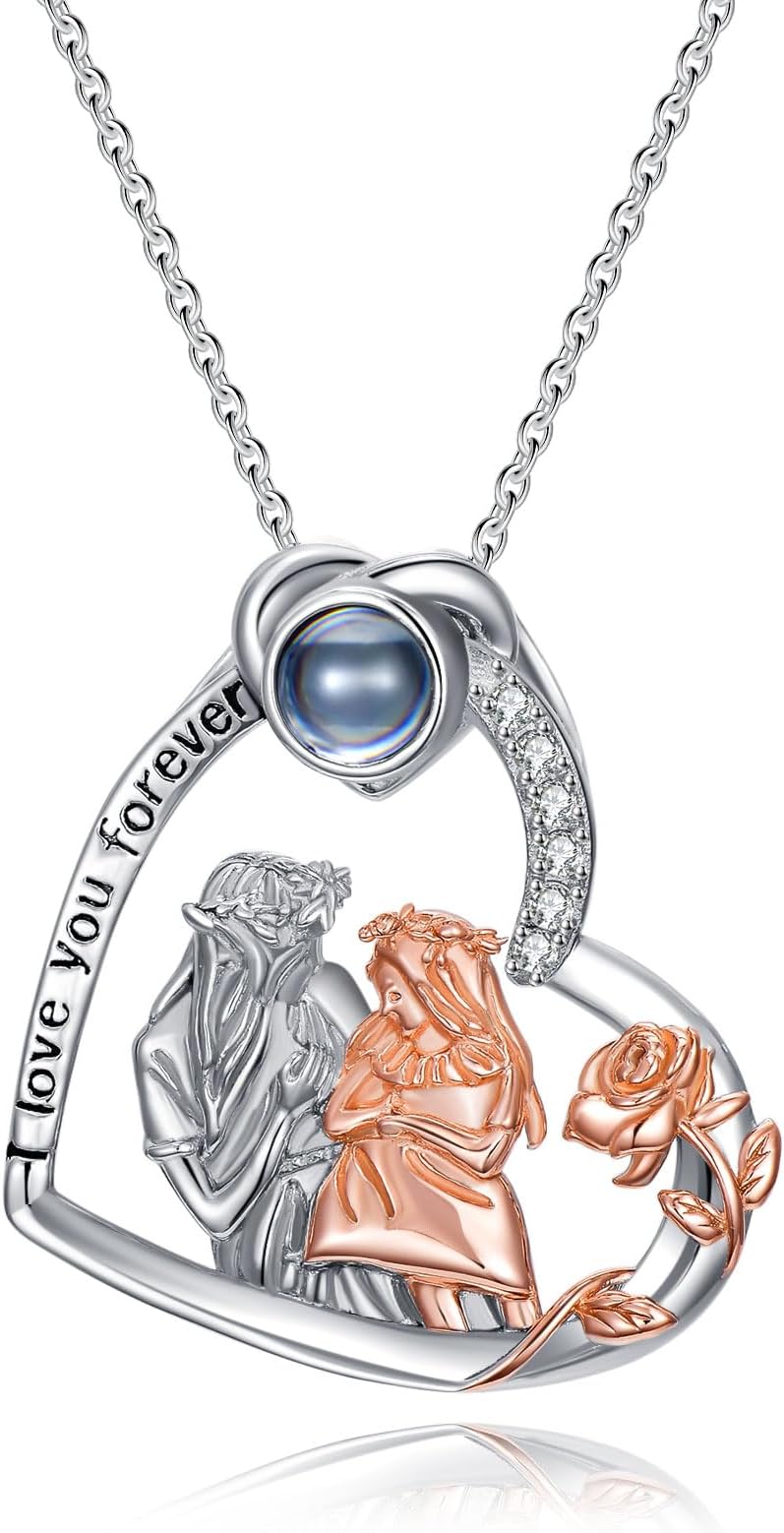 DorunmoFamily Necklace Hug Necklace Sterling Silver Sister Necklace Mermaid Necklace Love Necklace Heart Necklace Sister Gifts Tree of Life Necklace Dad Mom I Love You Forever Jewelry Gifts for Women