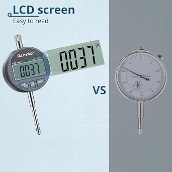 Digital Dial Indicator Set with Magnetic Base & 22pcs Testing Tips, 0-1 Inch/25.4mm, 0.01mm Resolution, Large LCD Display, Metric/Imperial Conversion, for 3D Printers, Lathes, and Workshops