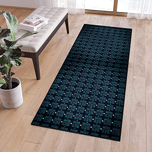 Tapis Passage antidérapant 60x300cm Moderne Lavable Bleu Vert Tapis de Chambre Salon Cuisine Couloir au Mètre, Matière Polyester, Largeur 40 - 120cm Breit Cover
