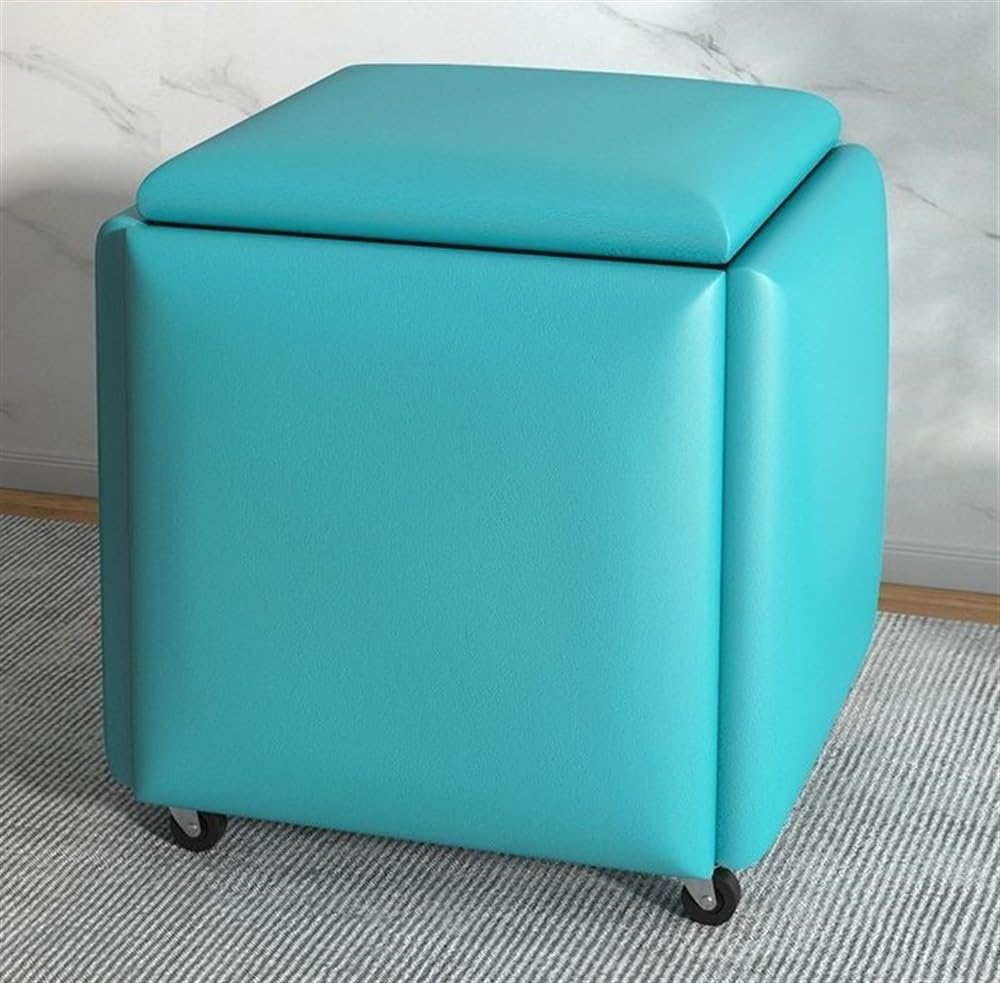 5 In 1 Nesting Ottoman, Cube Nesting Sofa Chair 5 in 1, Foot Stool with Swivel Casters, Nesting Ottoman Stool, Footstool Dressing Chair for Living
