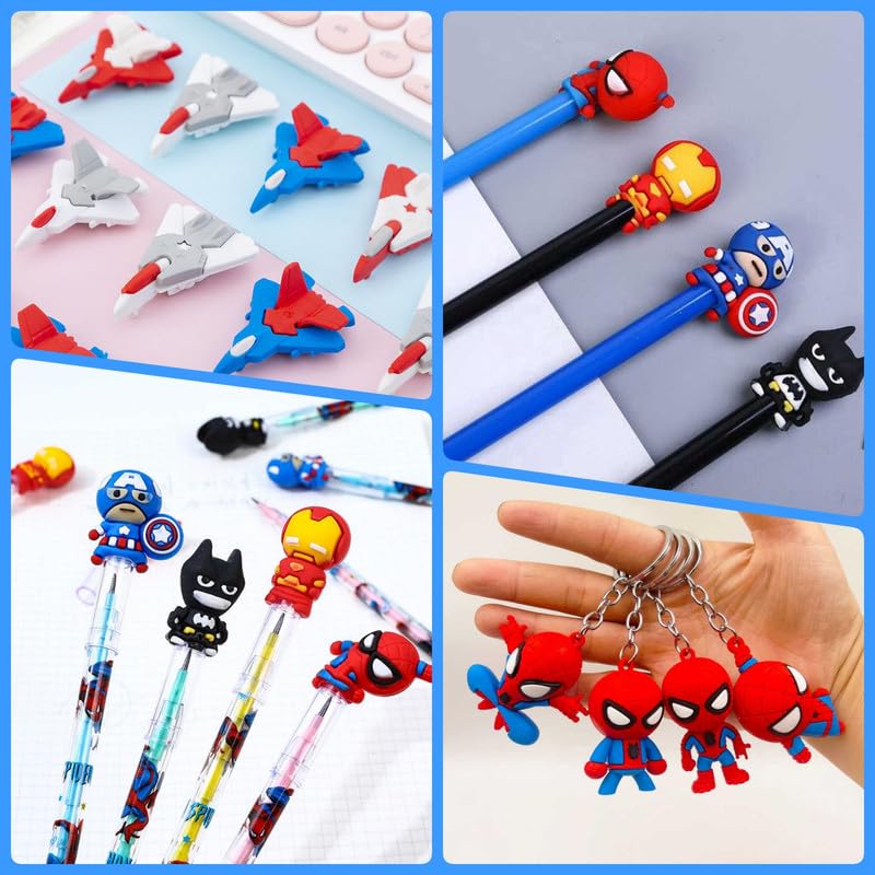 Image of Spiderman Pencil Box Integrated Sharpener and Calculator, Magnetic Lock, Dual Compartments, Cartoon Stationery Case School Kit for Girls, Kids, Students Combo Set of 6in1