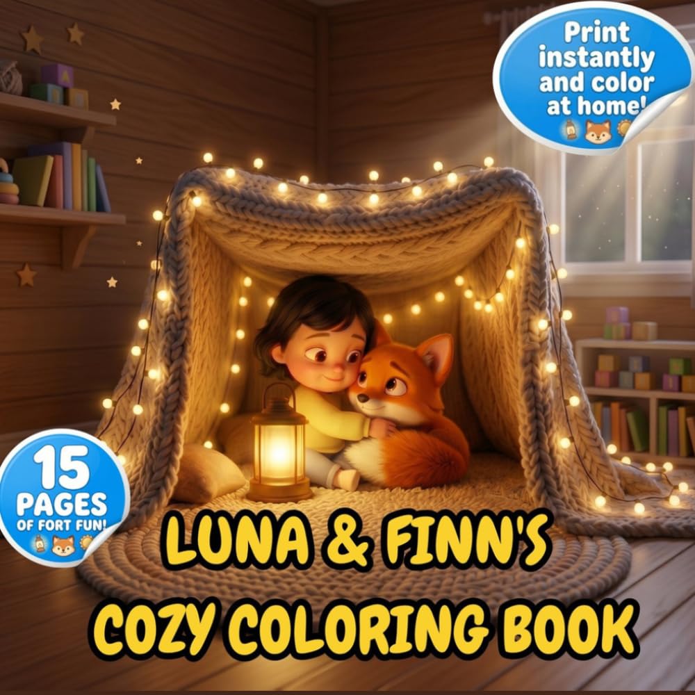 Luna and Finn's Cozy Coloring Book: Cute and Simple Coloring Pages for Kids and Toddlers