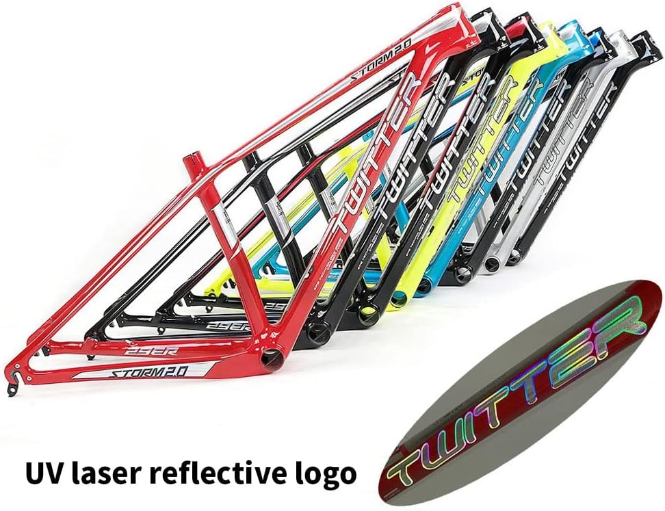 27.5er 29er Mountain Bike Frame 15''/17''/19'' XC Hardtail Bike Carbon Fiber Frame QR 135mm Disc Brake Frame Internal Routing (Color : Yellow, Size : 29 * 17'')