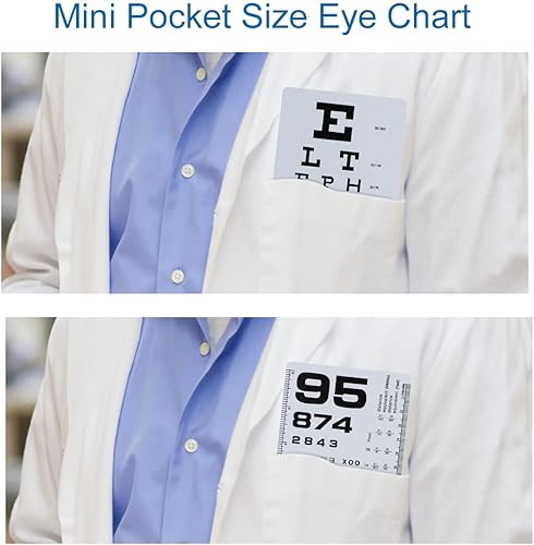 Miniatura 5 de Snellen and Rosenbaum - Tabla de ojos de bolsillo para exámenes oculares, tabla ocular de plástico de doble cara con barras de color para prueba de