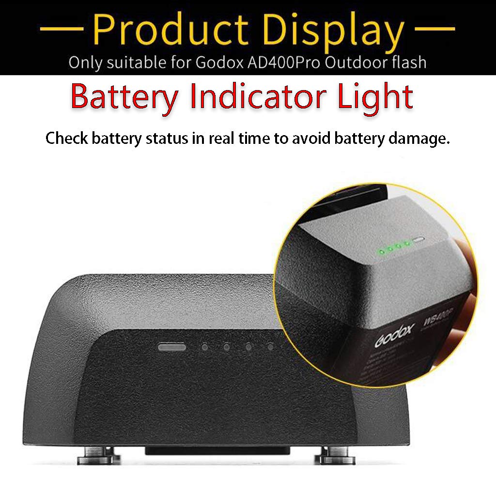 Godox WB400P Rechargeable Batterie au Lithium, 21.6V/2600mAh/56.16Wh pour Godox AD400Pro AD400ProII 400ws TTL 2.4G Flash de Studio
