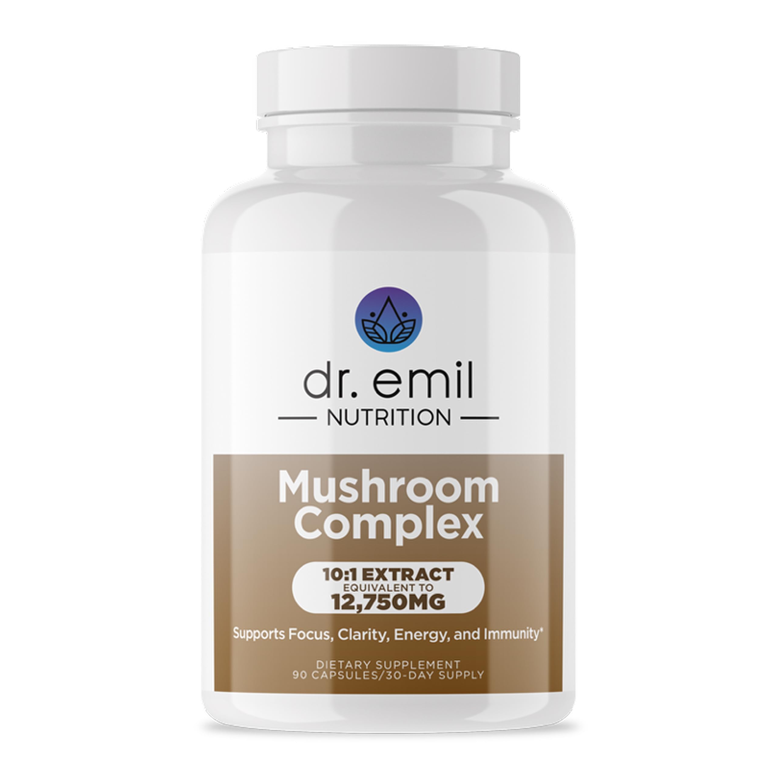 DR. EMIL NUTRITION 10 Mushroom Supplement for Mental Clarity, Focus & Immune Support - Functional Mushroom Nootropic Supplement with Lions Mane Extract, Cordyceps, Turkey Tail & More