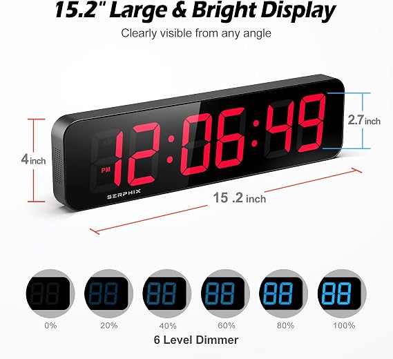 15.2 Gym Timer, App & Remote Control, Gym Clock for Home Garage Outdoor
