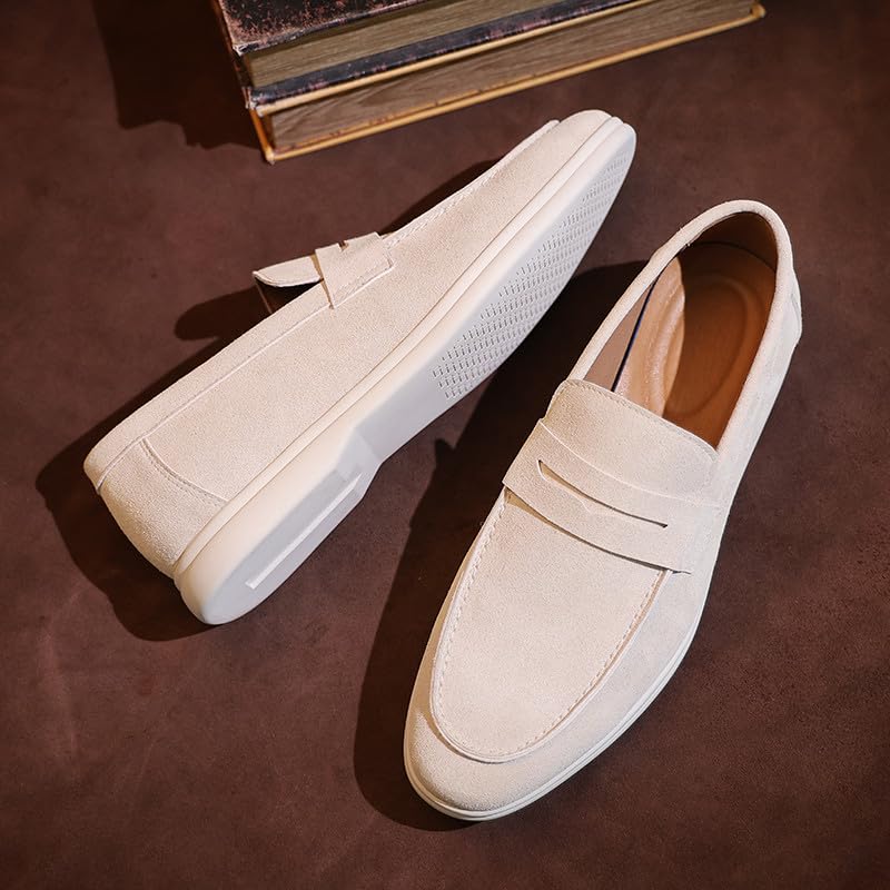 Santimon Men's Casual Suede Penny Loafers Lightweight Slip-On Flat Driving Shoes Comfort Walking Moccasins3