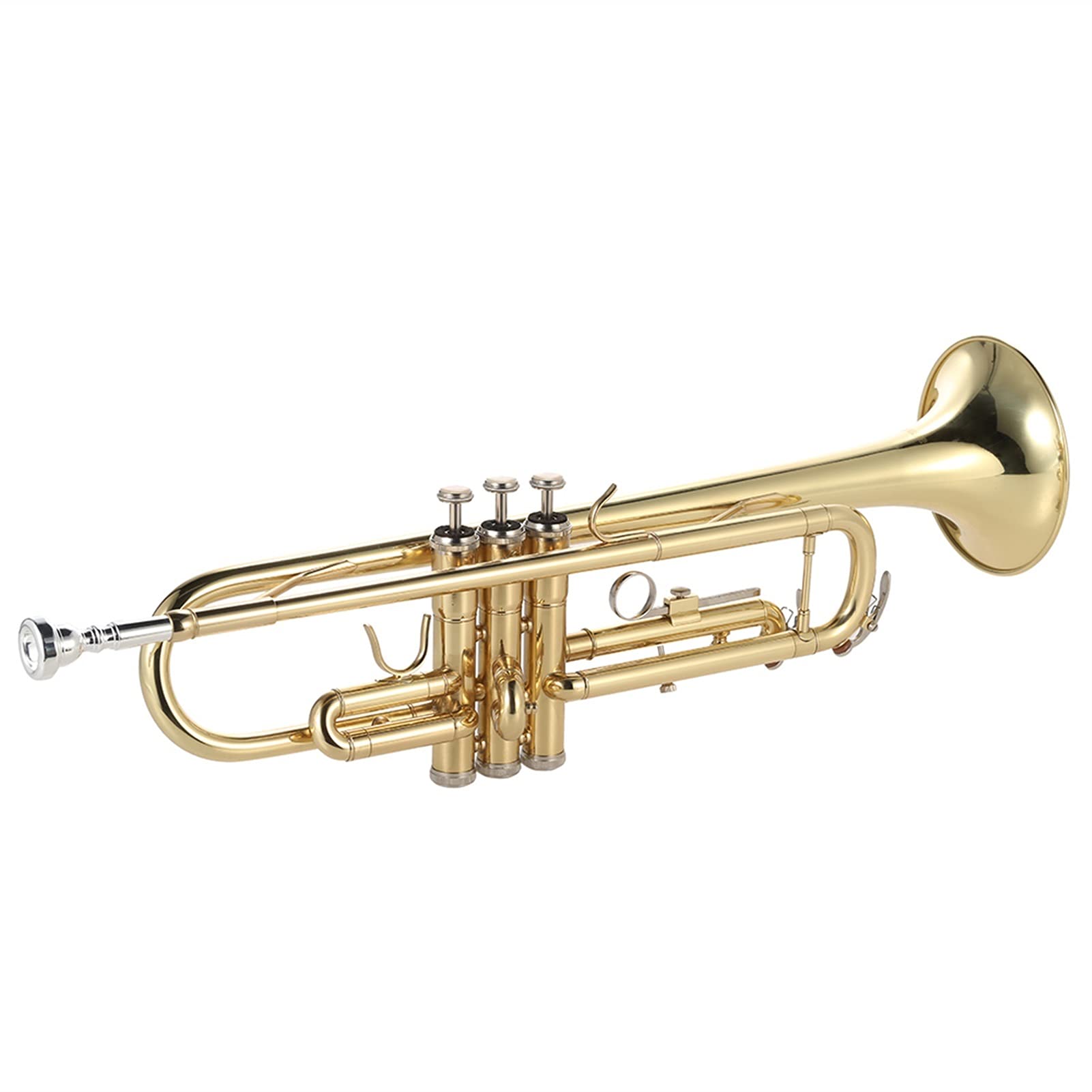 Trompeten Anfänger Trompete BB B Flache Trompete Messing Gold-lackiertes Exquisite Langlebige Musikinstrument Mit Mundstückhandschuhen Riemenfall