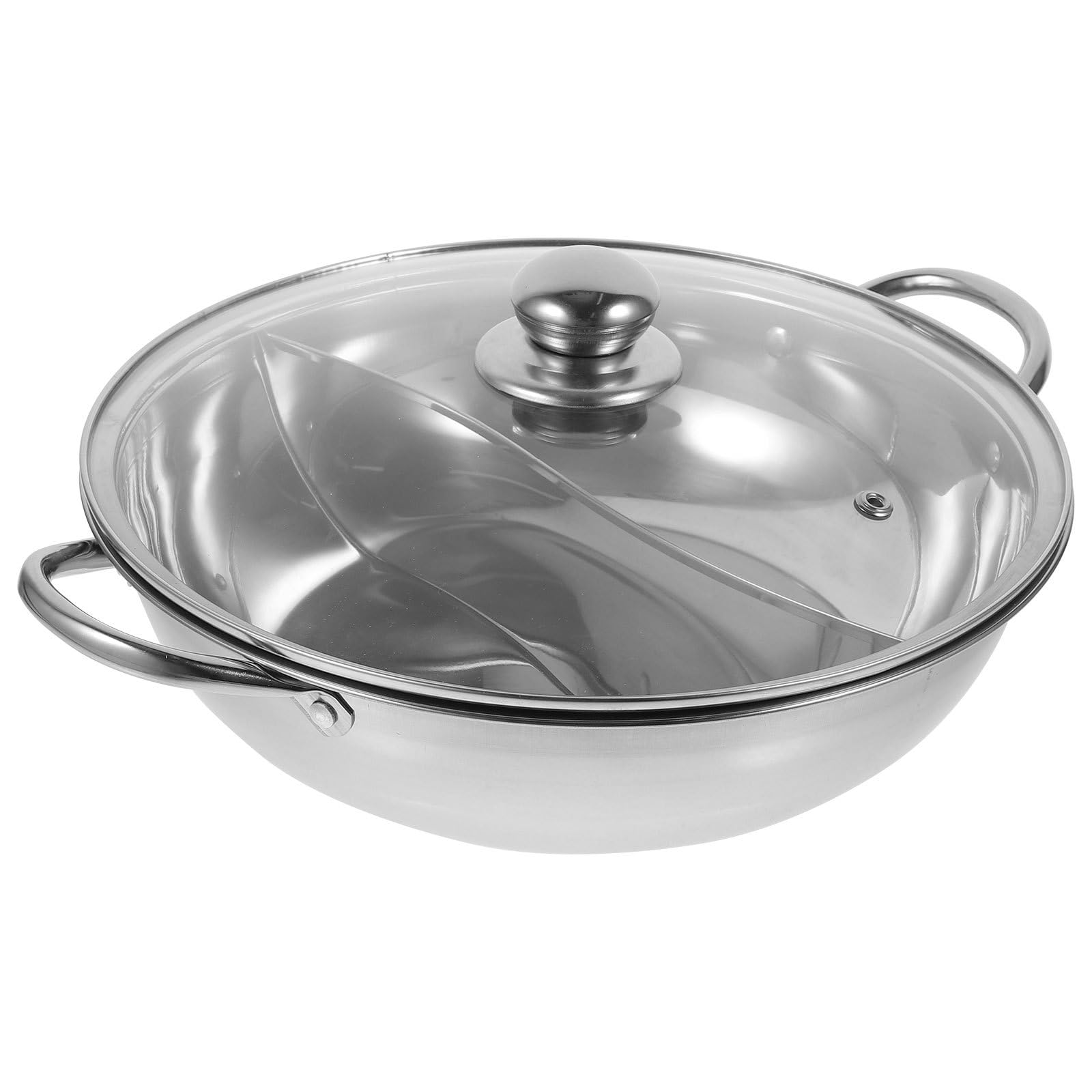 Doppelseitiger Hot Pot Topf aus Edelstahl mit Trennwand Geeignet für Induktion und Gasherd Multifunktionaler Suppentopf für Verschiedene Geschmacksrichtungen