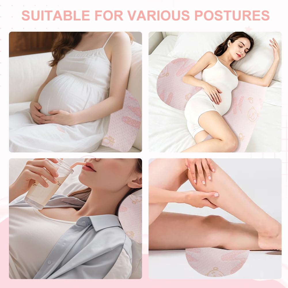 Almohada de embarazo ajustable, almohada de embarazo para dormir, almohada de embarazo de espuma viscoelástica para abdomen, espalda, ajustable y portátil para dormir de lado (oso rosa)