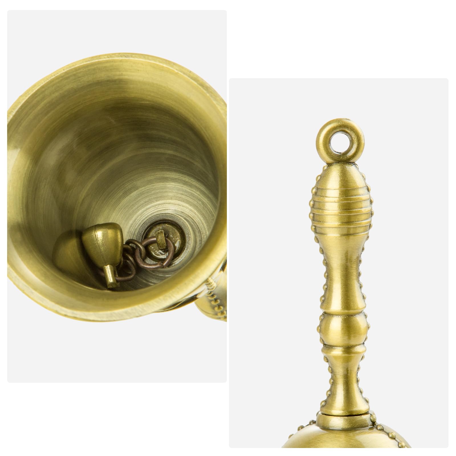 Loud Hand Bell, Silver Steel Hand Bells For Adults, Dinner Bells For Inside Classroom Bell, For - View #2