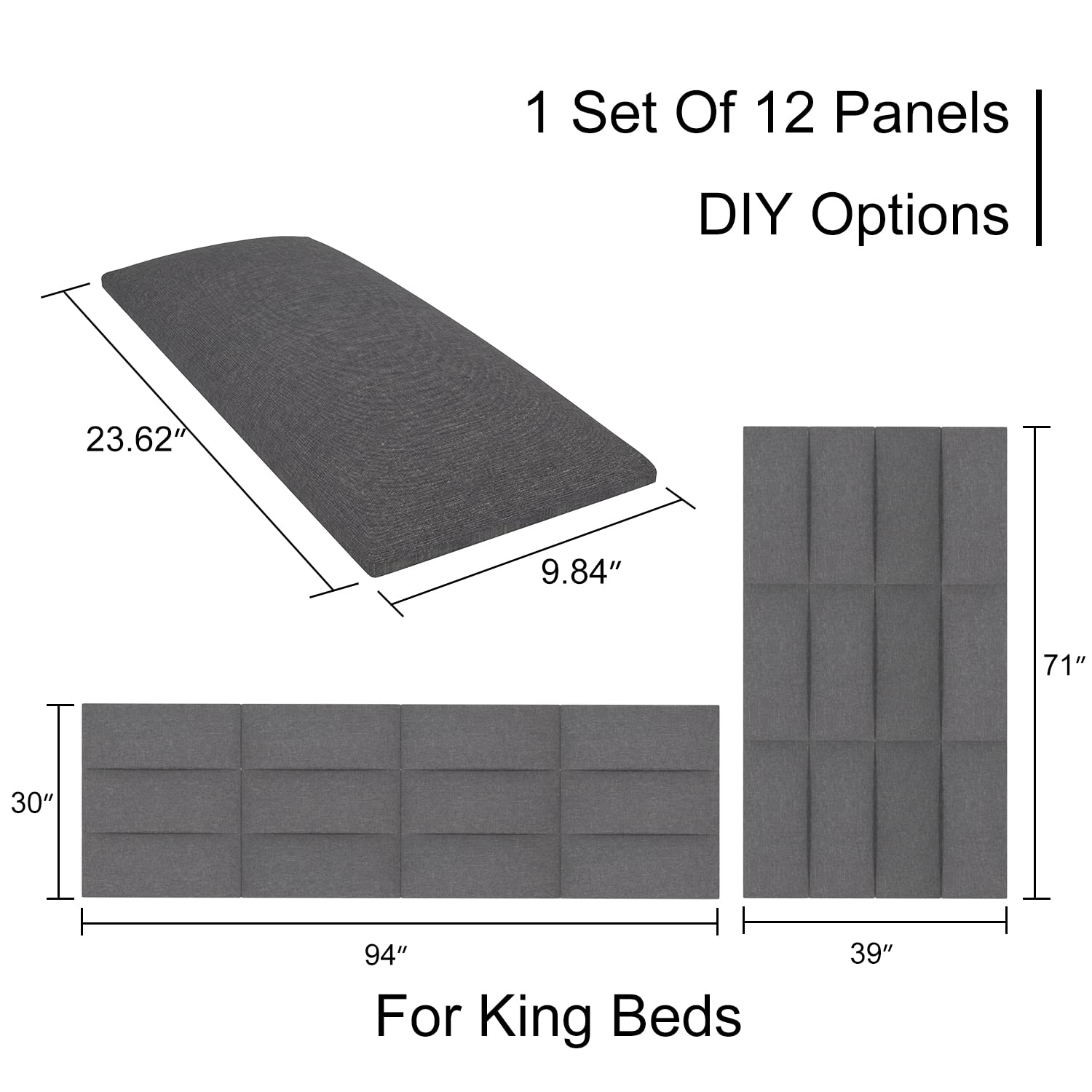 Tbfit Upholstered Wall Mounted Headboard, Soundproof Peel and Stick