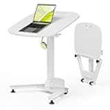 WALKINGDESK Foldable Pneumatic Height Adjustable Mobile Standing Desk with 90° Tiltable Tabletop, 27.2x18.9 Inch Portable Laptop Desk with Wheels, Holds Up to 66.1lbs for Home Office, Study, White