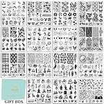 Biutee Nail Stamping Plates Set 15PCS Nail Art Stamper Scraper Nail Stamp Plates Kit with Storage Bag Gift Box Nail Stamp Template Kit Lace Flower Butterfly Star Holiday Valentine Design - Image 2