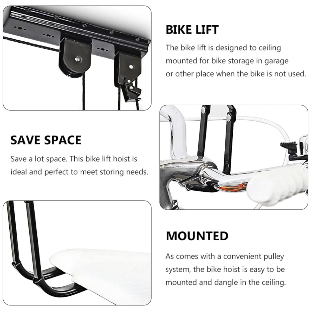 Percha de Pared para Bicicletas, Elevación Suave y Bloqueo de Seguridad
