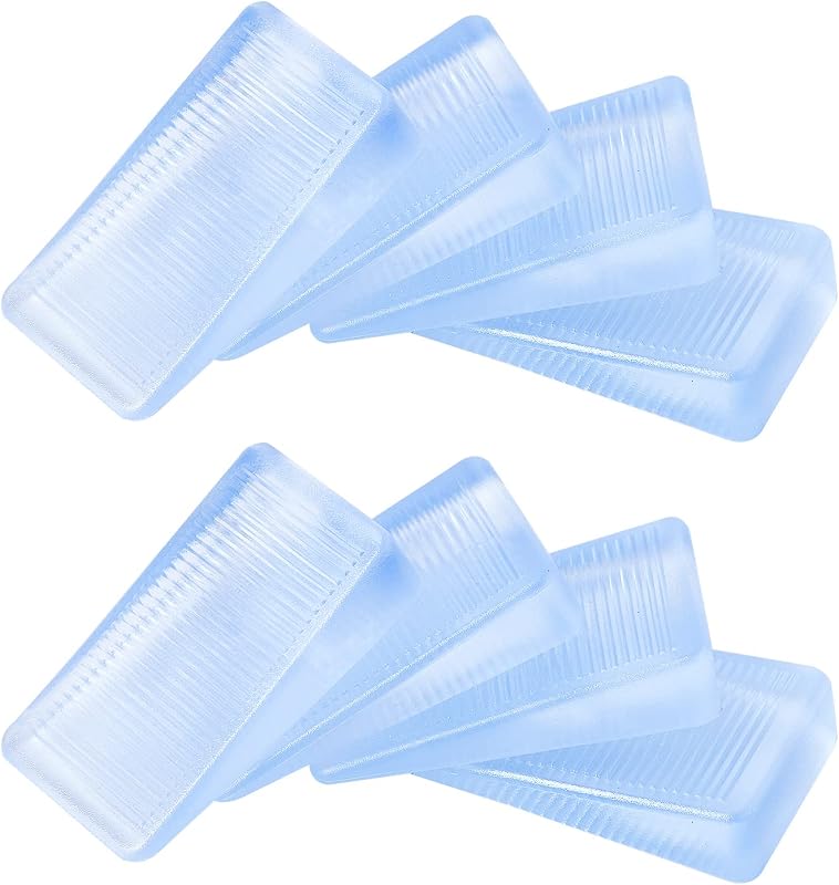 8 Pcs Rubbery Clear Table & Bed Level Wedge for Home Improvement - Toilet Shims, DIY Wedge Levelers (10mm)