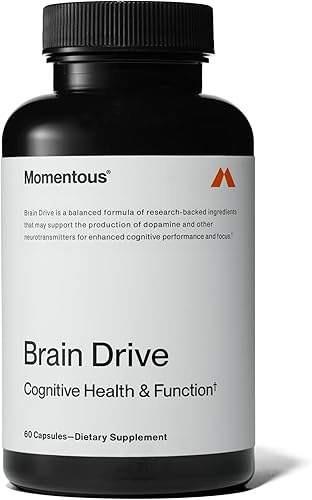 Momentous Suplemento nootrópico Brain Drive - Suplemento cerebral para apoyo de memoria y concentración - Certificado NSF para deporte - Sin OMG y