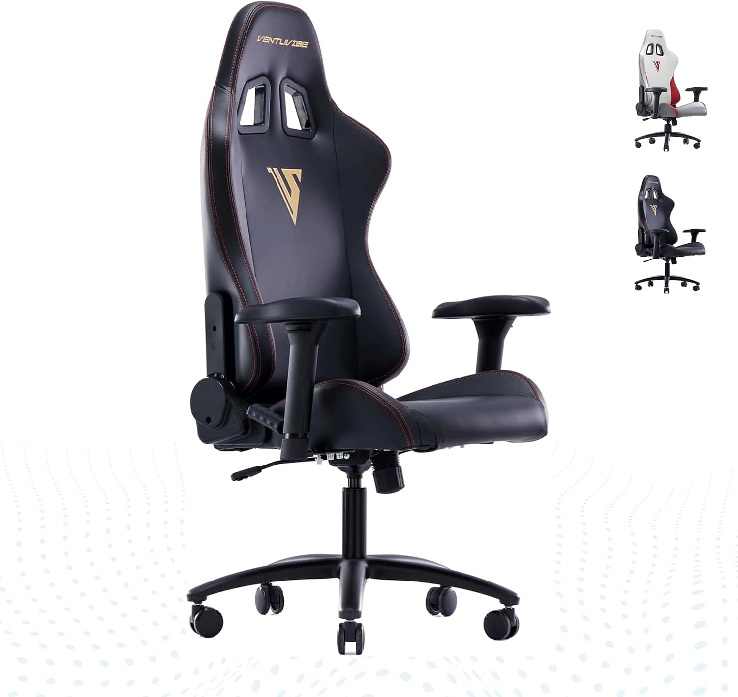 Gaming Chair, Black Ergonomic Computer Chair for Adults, Big and Tall Gamer Chair with Memory Foam Headrest, 4D Adjustable Armrests, PU Leather Reclining High-Back for Home Office and Gaming