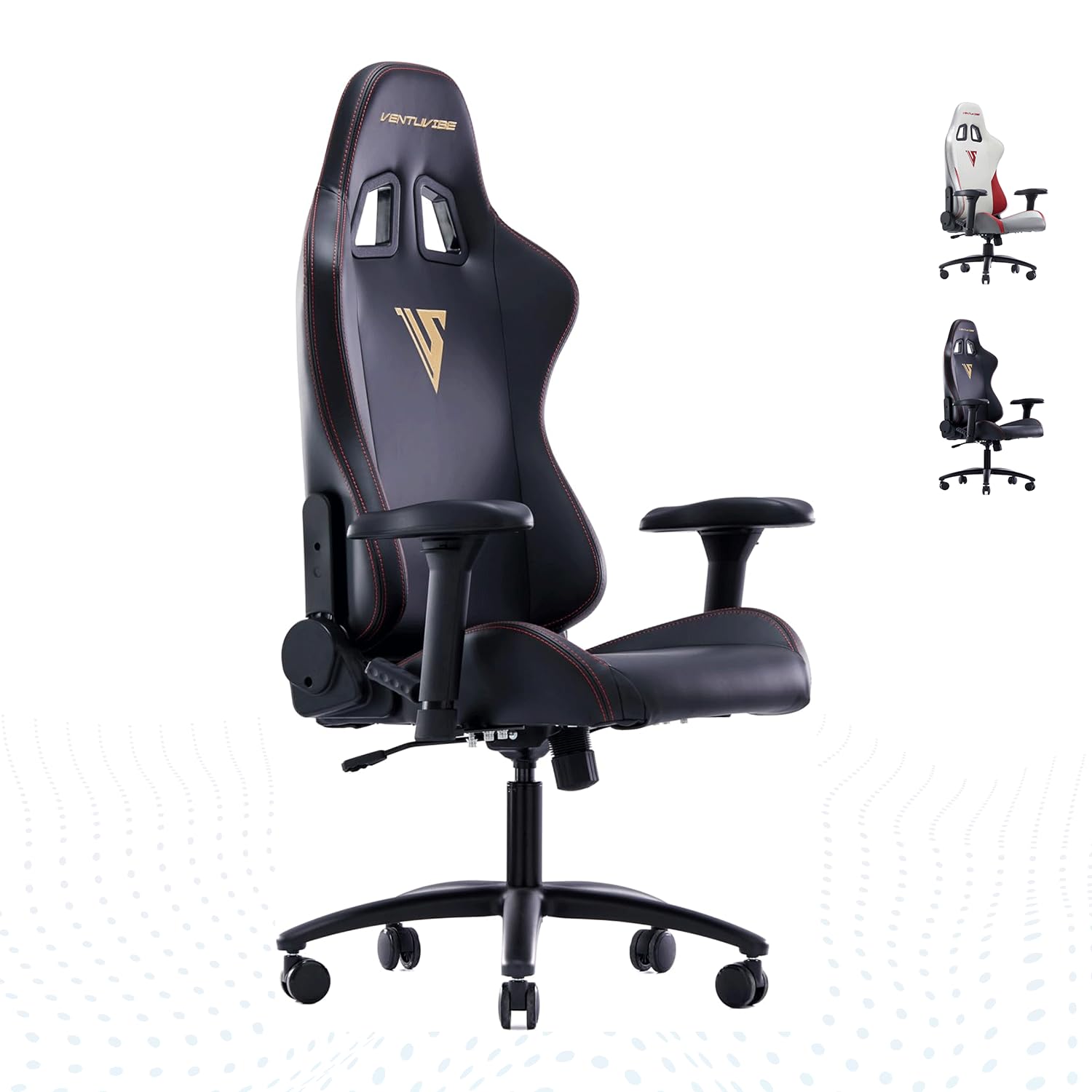 Silla de videojuegos, silla ergonómica negra para adultos, silla de jugador grande y alta con reposacabezas de espuma viscoelástica, reposabrazos ajustables 4D, respaldo alto reclinable de piel