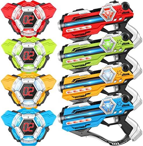 Kusntin Laser Tag Guns Set of 4 with Digital LED Score Display Vests, Infrared Multi-Function Toy Gun, Lazer Tag Gift Toy for Teen Kids, Indoor & Outdoor Play Toy for Boy Girl for 8-12+ Years Old