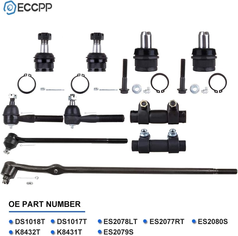 ECCPP Inner Outer Tie Rod End Lower Upper Ball Joint Center Link Tie Rod Adjusting Sleeve 1987-1996 for Ford for F-150 RWD 2WD 10pcs