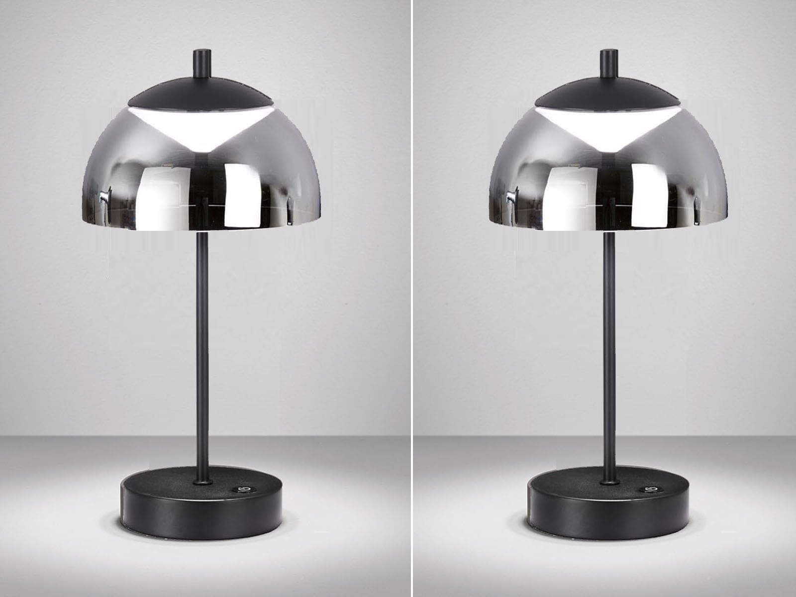 meineWunschleuchte 2er SET kabellose Tischlampen Schwarz/Rauchglas mit Touchdimmer, Höhe 35cm