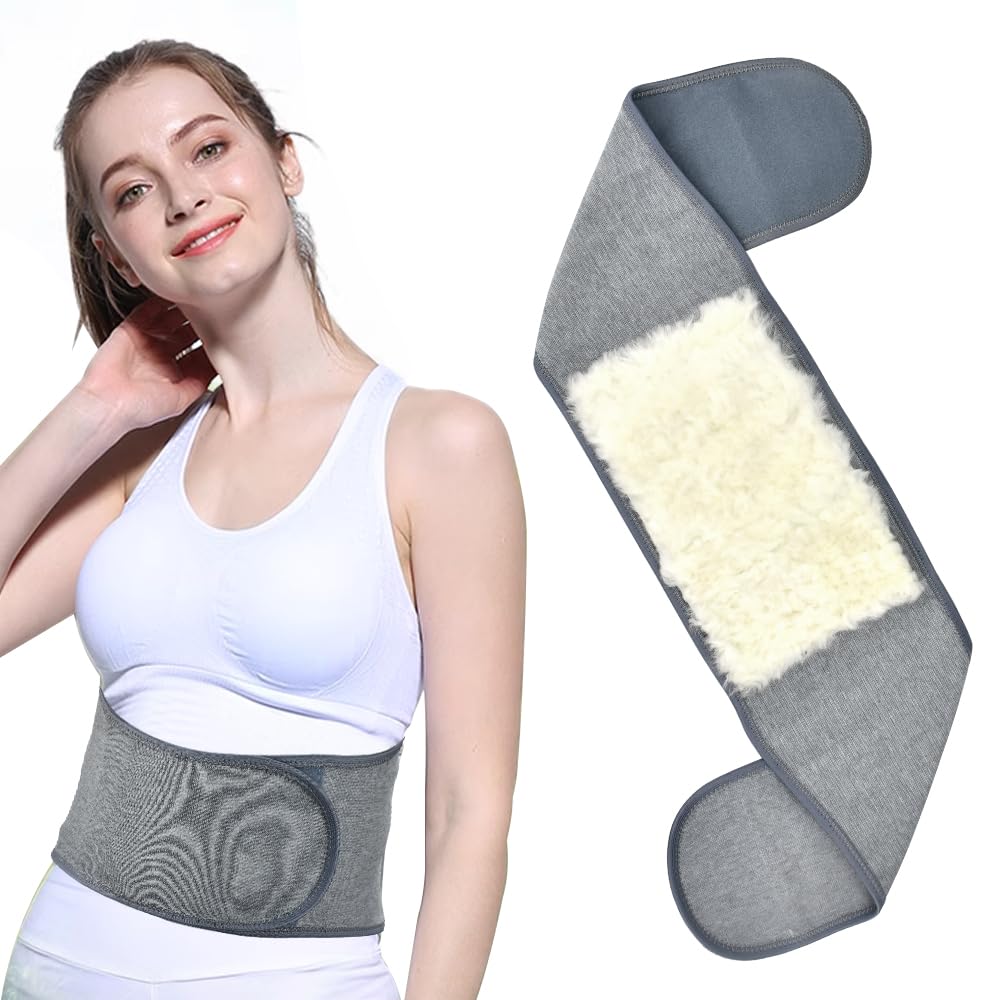 NAROSEBE Unisex Calentador de Cintura Faja Lumbar Calentador de Cintura de Cachemira Cinturón Lumbar Mujer Cinturón Invierno Calentado de Lana Cinturón de Punto (Gris (con terciopelo))