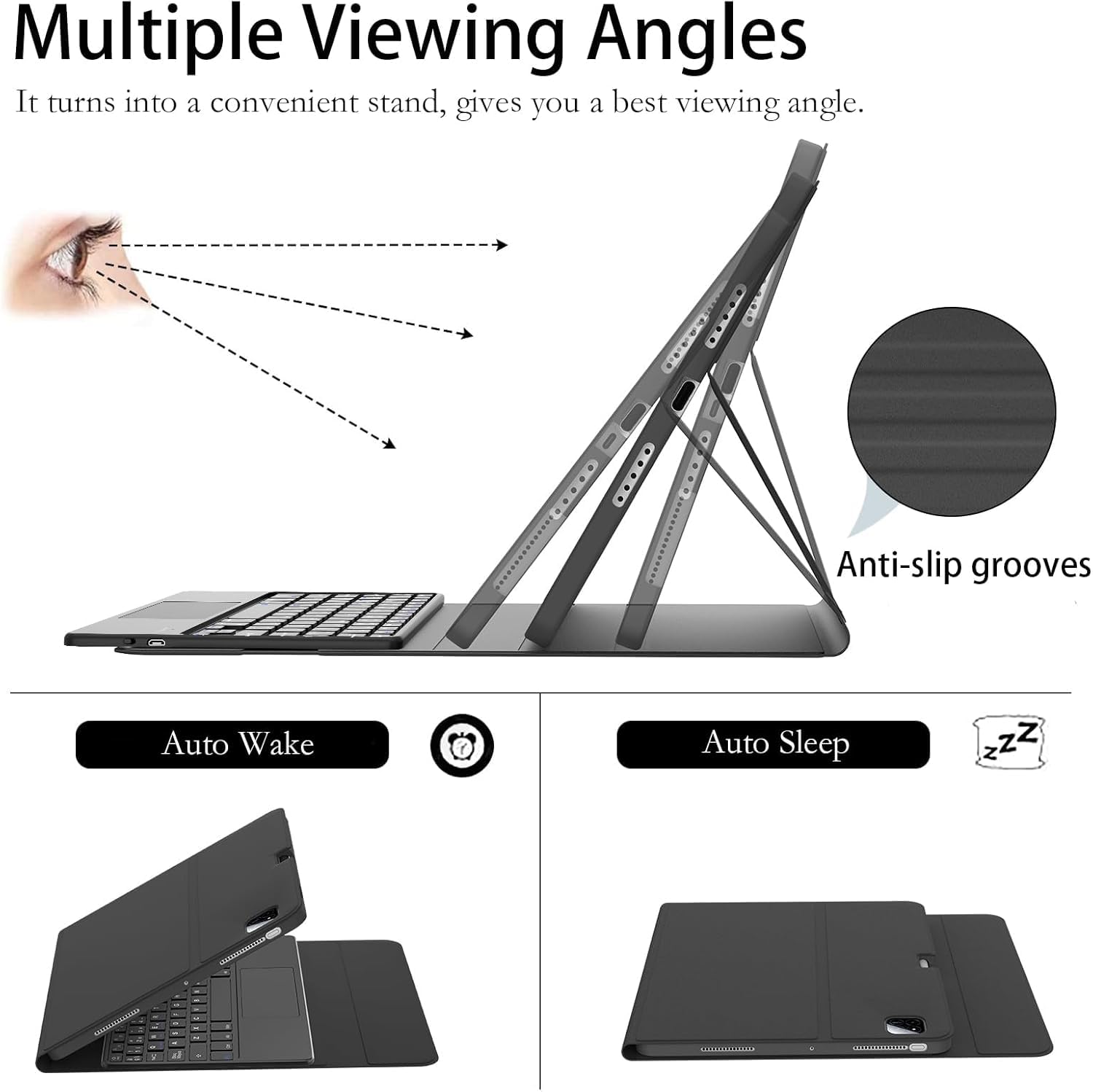 typecase Keyboard Case for Xiaomi Pad 8/Pad 7/Pad 7 Pro (11.2 inch,2026/2025/2024) with Multi-Touch Trackpad,Pen Slot,Multi Viewing Angle with Magnetically Detachable Wireless Bluetooth Keyboard Case — Amazon image 3