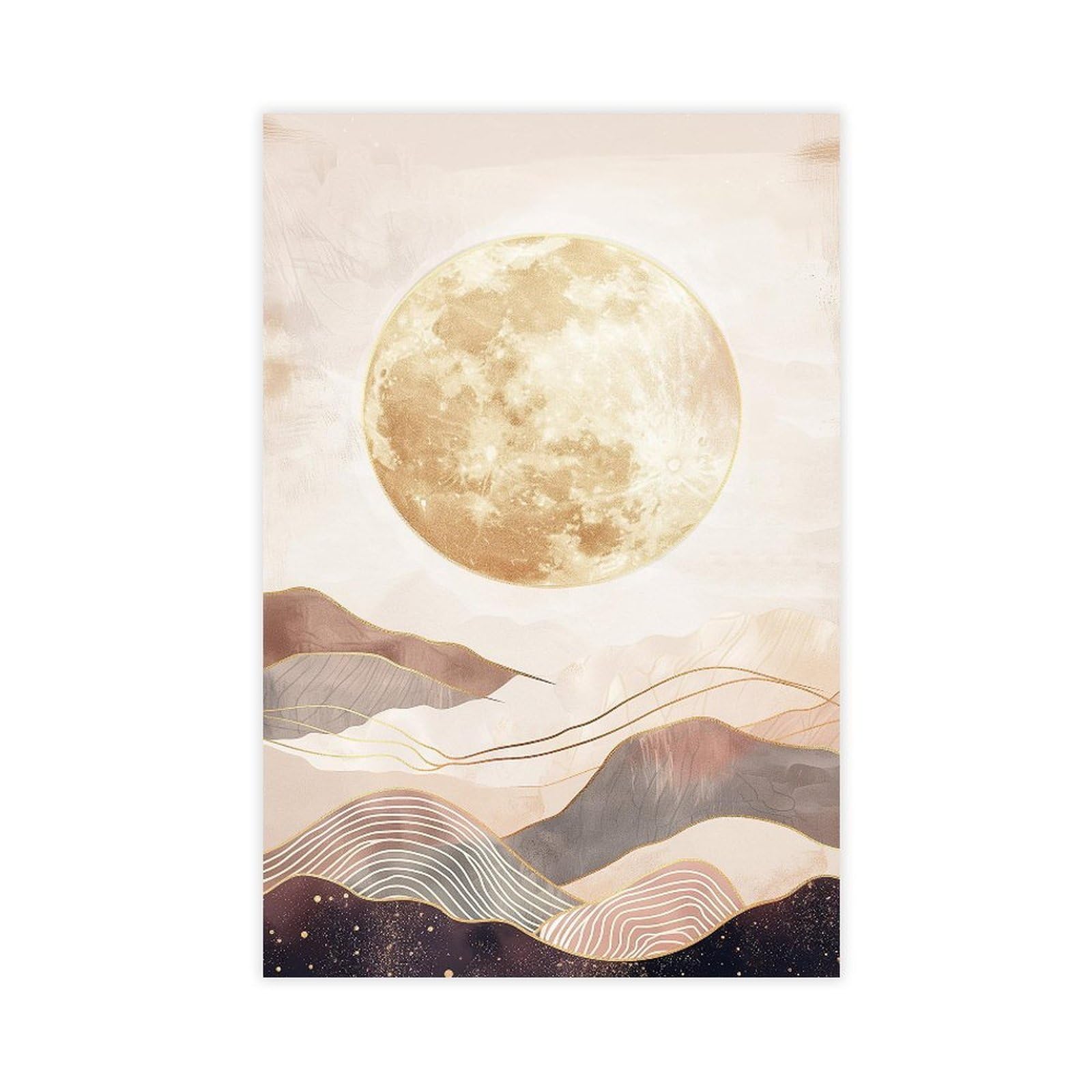 Bareronor Boho Moon Canvas Poster Bedroom Decor Landscape Office Room Decor Gift 16" L X 24" W