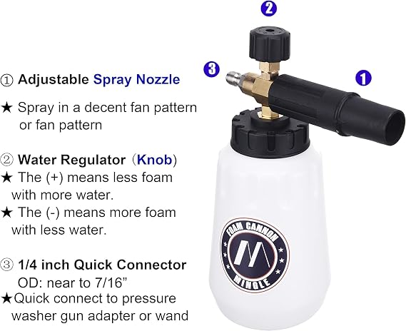M MINGLE Foam Cannon, Compatible with Karcher K2-K7, 5 Nozzle Tips