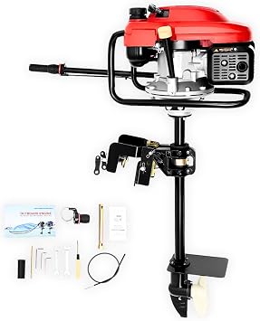 4 Stroke 7.5 HP Outboard Motor, 200CC 3.5KW Gas Boat Engine for Fishing | LARIDEN Heavy Duty Single Cylinder Fishing Boat Motor with Air Cooling Aquaculture Fishing Boat, Motorboat, Inflatable Boat
