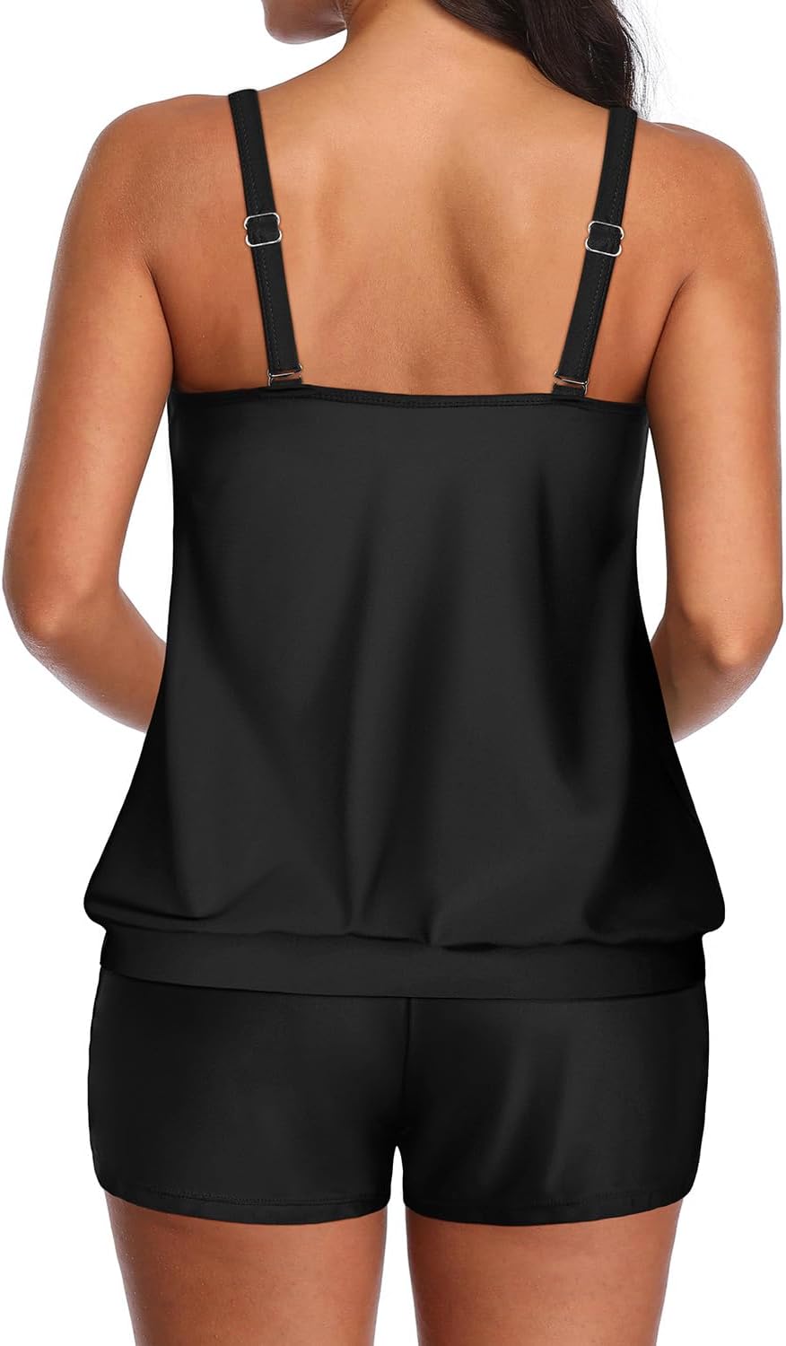 Tempt Me Women Two Piece Tankini Swimsuits Blouson Modest Swim Top Boyshort Bathing Suits - Image 2