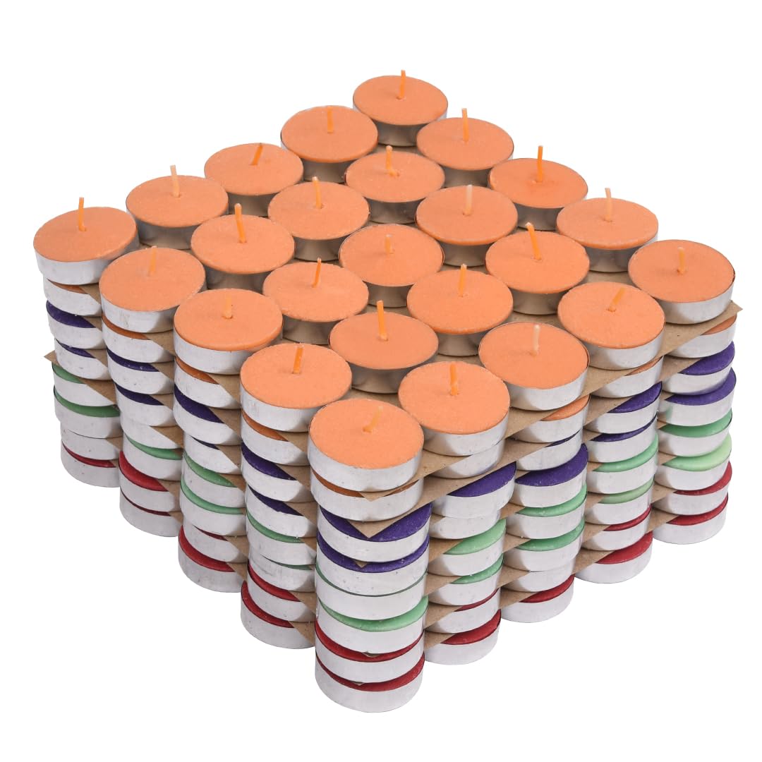 Amazon Brand-Solimo Wax Tealight Candles(Set of 200,Unscented,Color)