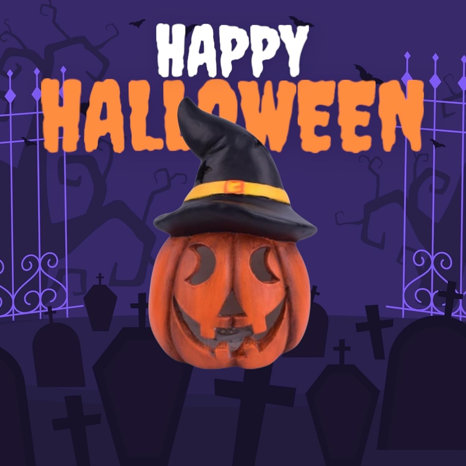 Good Tidings 13.4” Pumpkin with Hat – Fall & Halloween Decoration