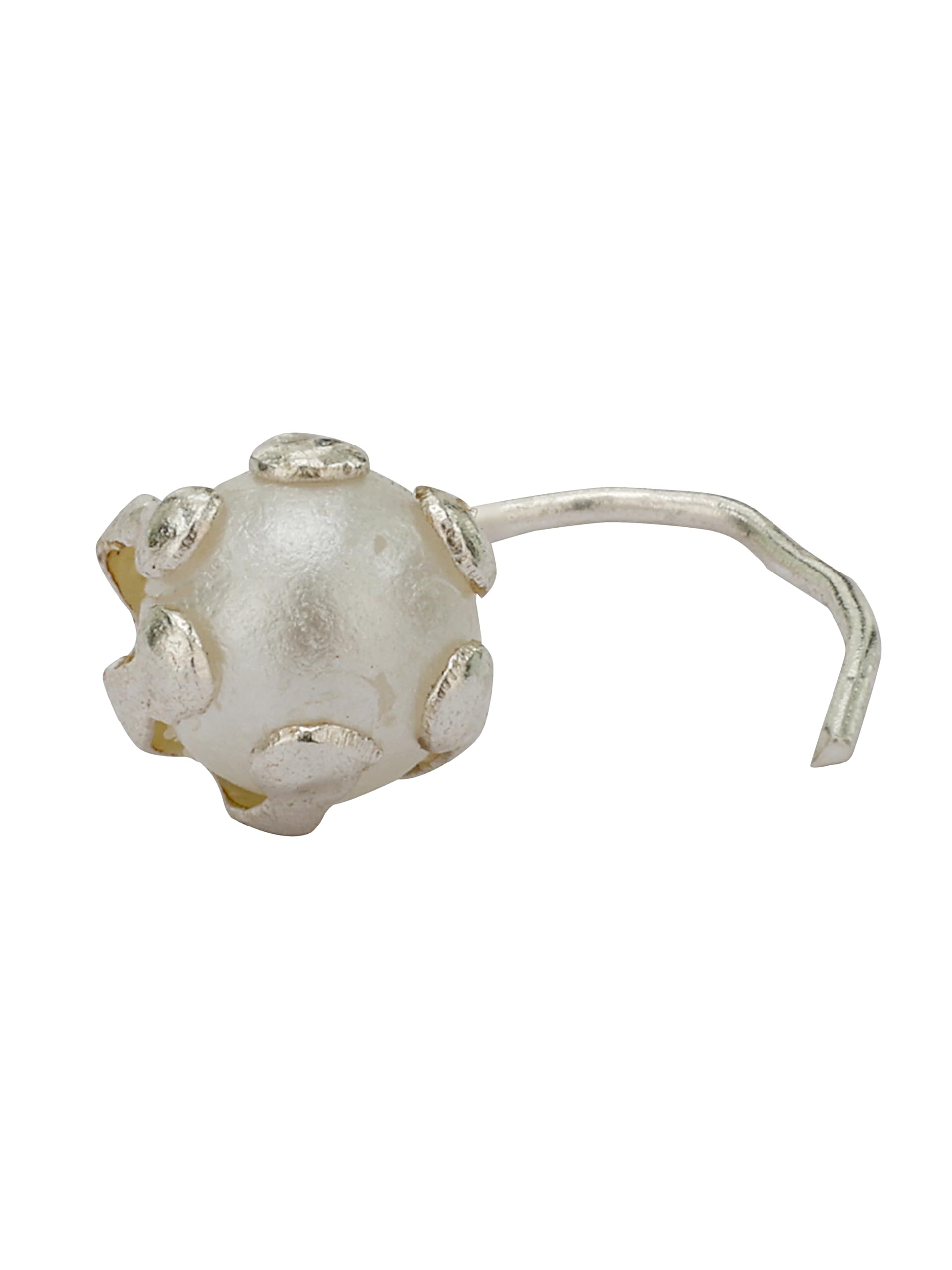 Sterling Silver Round-Shape Moti(Pearl) Nose Pin - Big Size | Elegant Nose Ring for Women and Girls-image-18